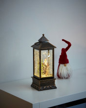 Lanterne m/glittervand, julemand og LED-lys